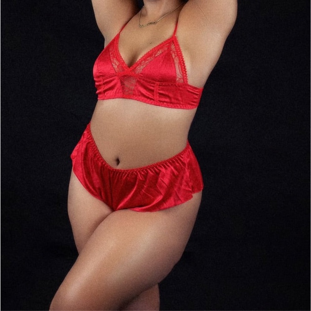 Satin Red Bralette & Short Set – Soft, Sexy, and Confident